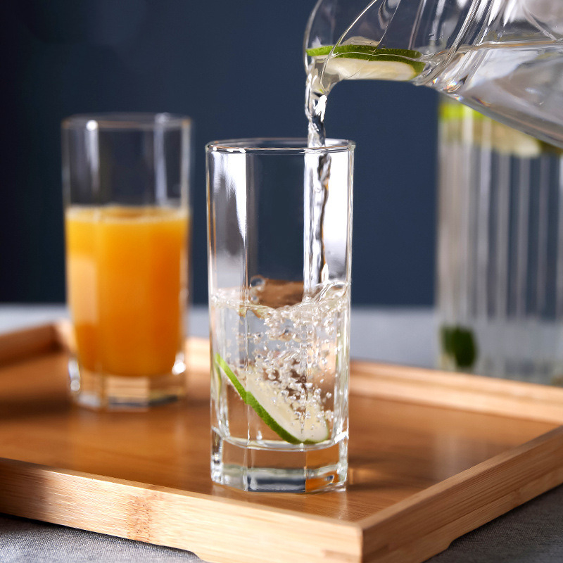 Hexagon Water Glass Tumbler 6oz Tea Coffee Milk Glasses