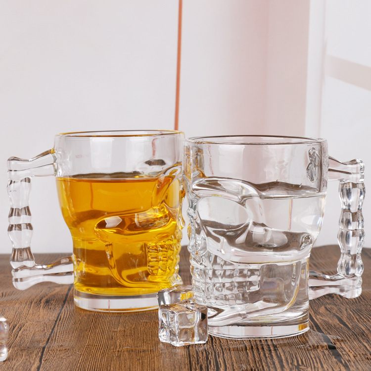 Clear Beer Mugs Skull Shaped Drinking Cups For Home and Kitchen