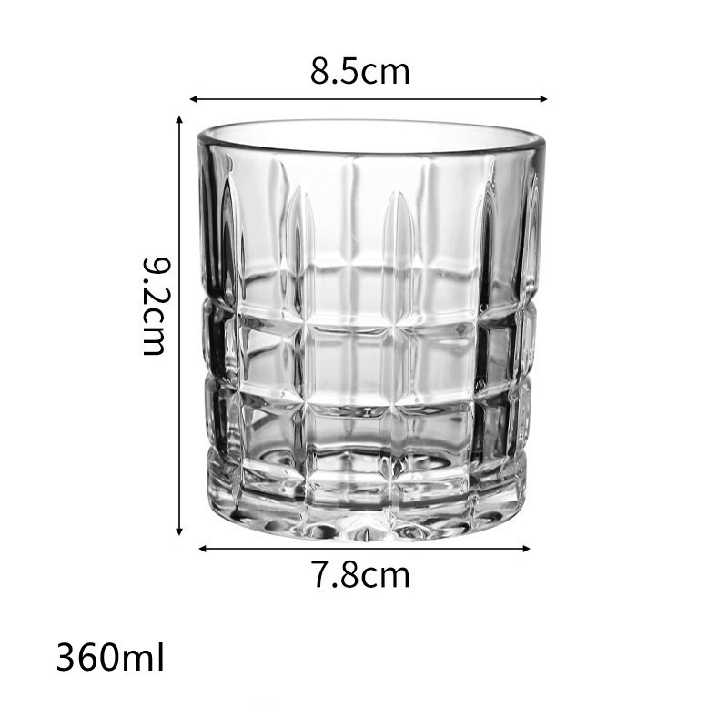 360ml Hot Sell Plaid Design Crystal Glass Liquor Cups