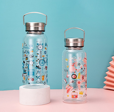 1000ml Clear Glass Water Bottle with Custom Printing