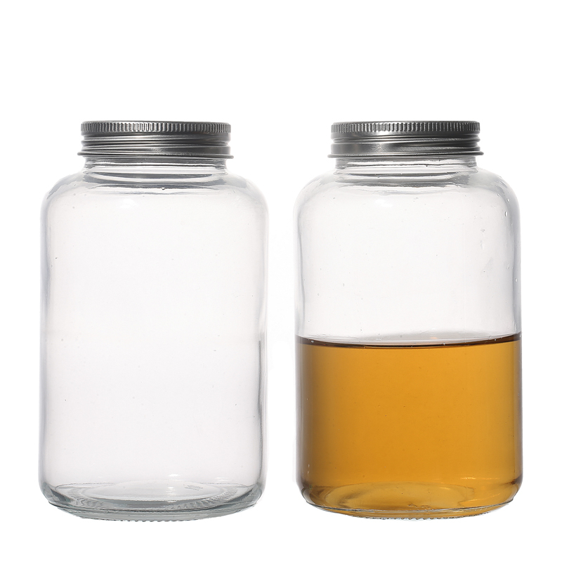 Glass Round Beverage Drinking Bottles with Screw Hole Lid