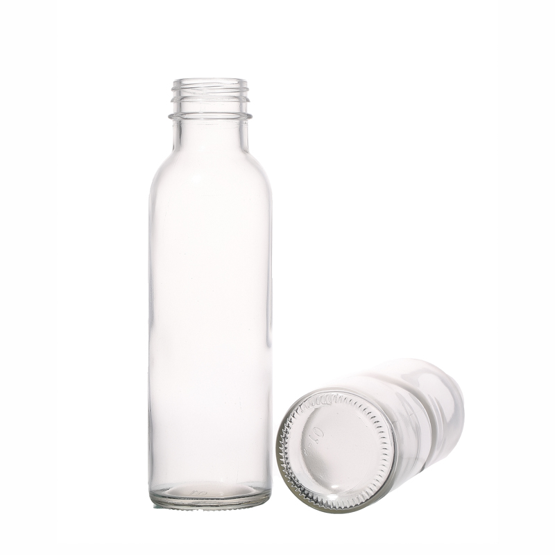 Recycled Cylinder Glass Juice Bottle 350ml Beverage Drinking Packaging