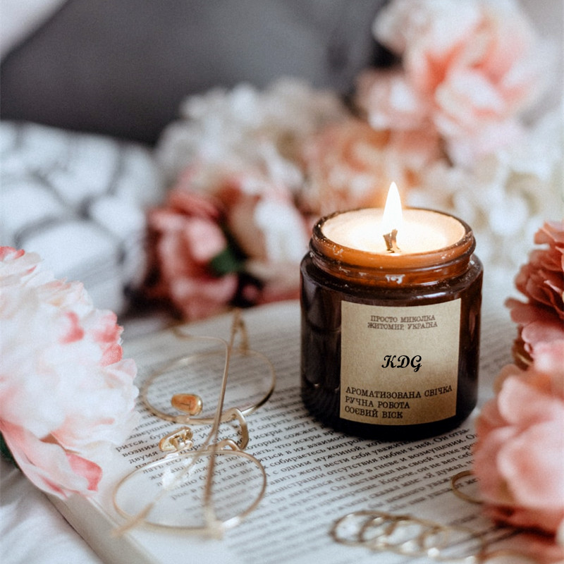 Home Decoration Handmade Scented Candles in Amder Candle Jar