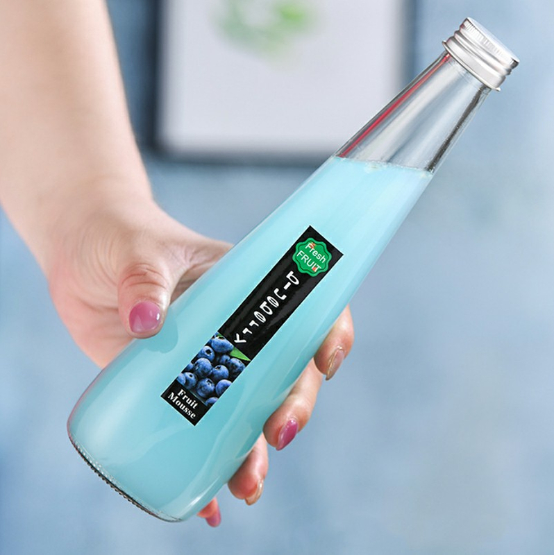300ml Beverage Glass Bottles Drinking Juice Milk Bottle with Lids