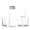 220ml Glass Water Cups Set with 1100ml Clear Water Bottle For Family