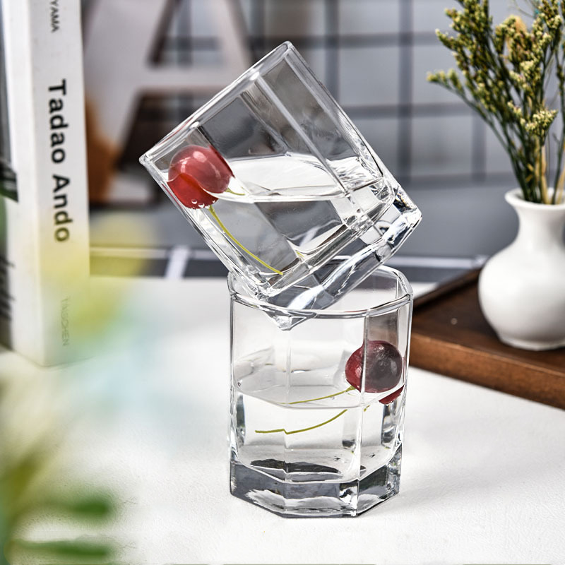 Hexagon Water Glass Tumbler 6oz Tea Coffee Milk Glasses