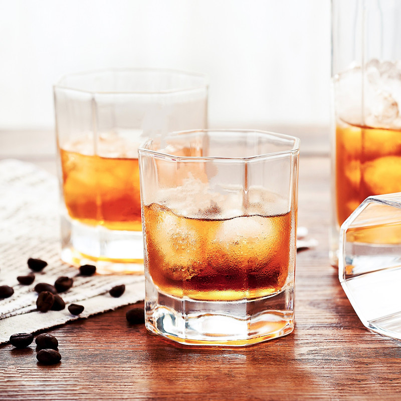 Hexagon Water Glass Tumbler 6oz Tea Coffee Milk Glasses