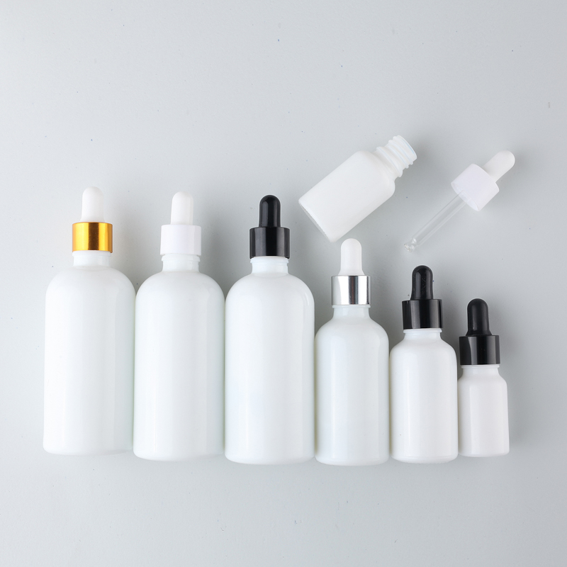 White Color Custom Printing Glass Dropper Bottles For Cosmetic 