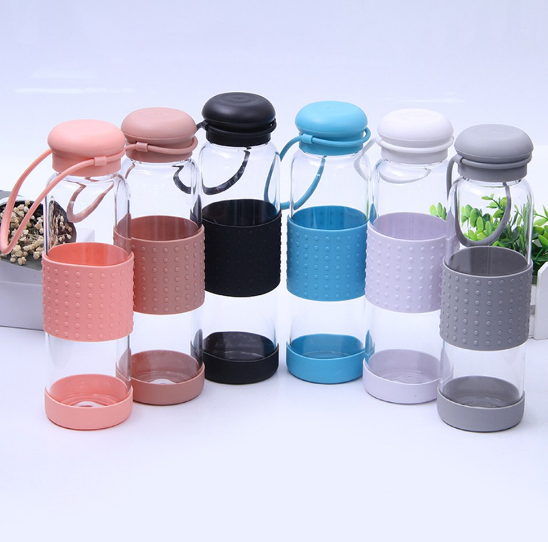 600ml Empty Glass Milk Bottles with Silicone Holder
