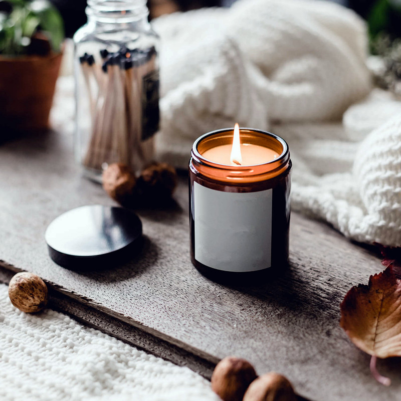 Home Decoration Handmade Scented Candles in Amder Candle Jar