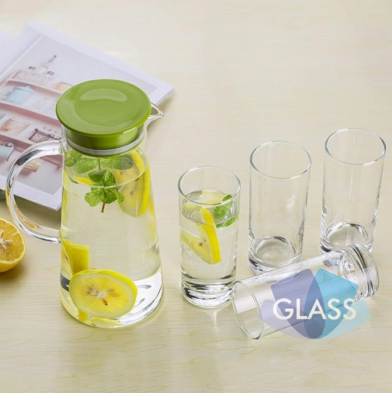 Natural Reusable Glass Cup Set Round Glass Water Bottles 