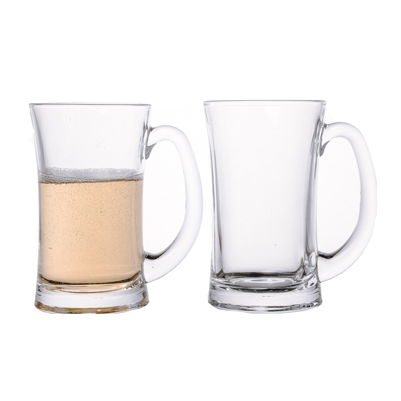 Hot Sale 380ml Nordic Flint Glass Cups with Handle For Beer Beverage