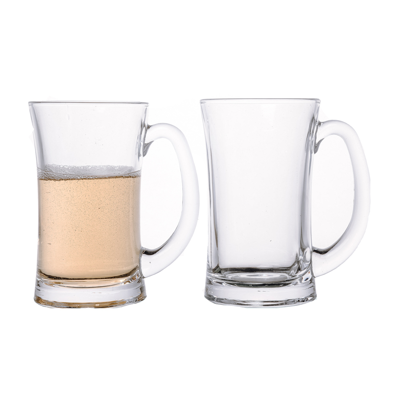 Hot Sale 380ml Nordic Flint Glass Cups with Handle For Beer Beverage