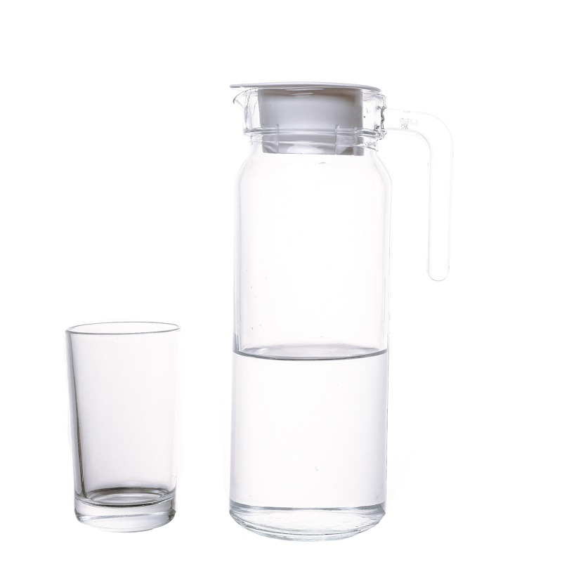 220ml Glass Water Cups Set with 1100ml Clear Water Bottle For Family