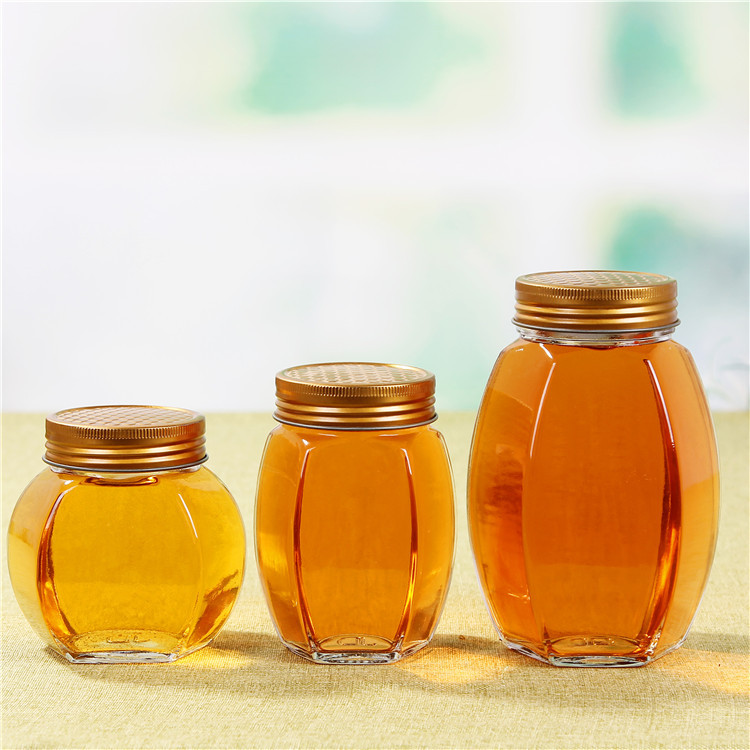 Oval Hexagon Large Glass Food Storage Jam Jars Honey Jars Wholesale