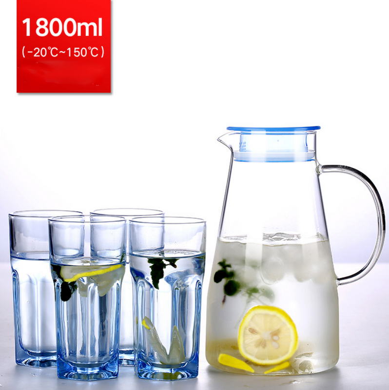 1800ml Glass Water Kettle with Small 320ml Cups Set