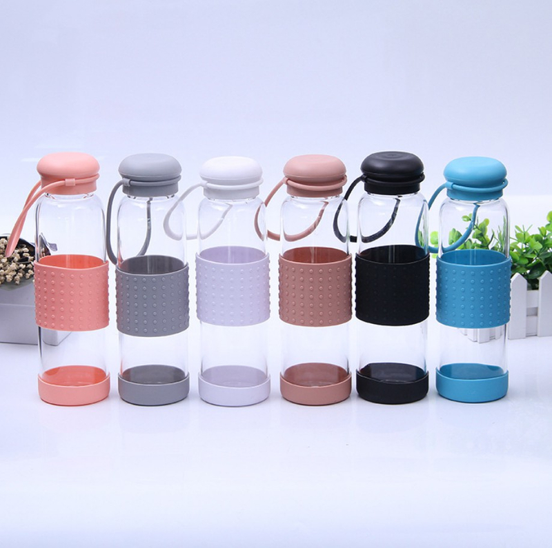 600ml Empty Glass Milk Bottles with Silicone Holder