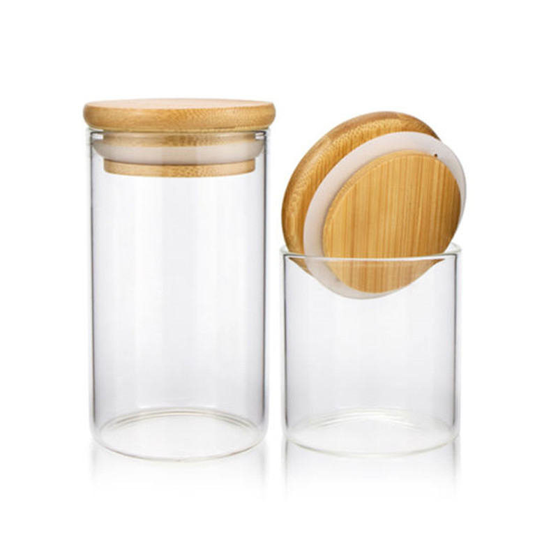 Different Sizes High Transparency Glass Food Jar with Bamboo Lid