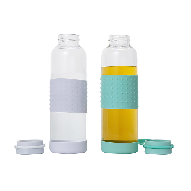 600ml Empty Glass Milk Bottles with Silicone Holder