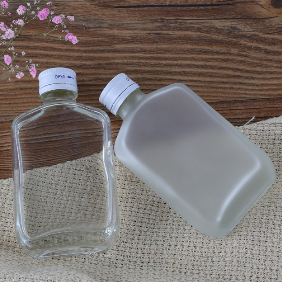 High End Spirits Bottles Glass Material Flat Small Wine Bottles 100ml