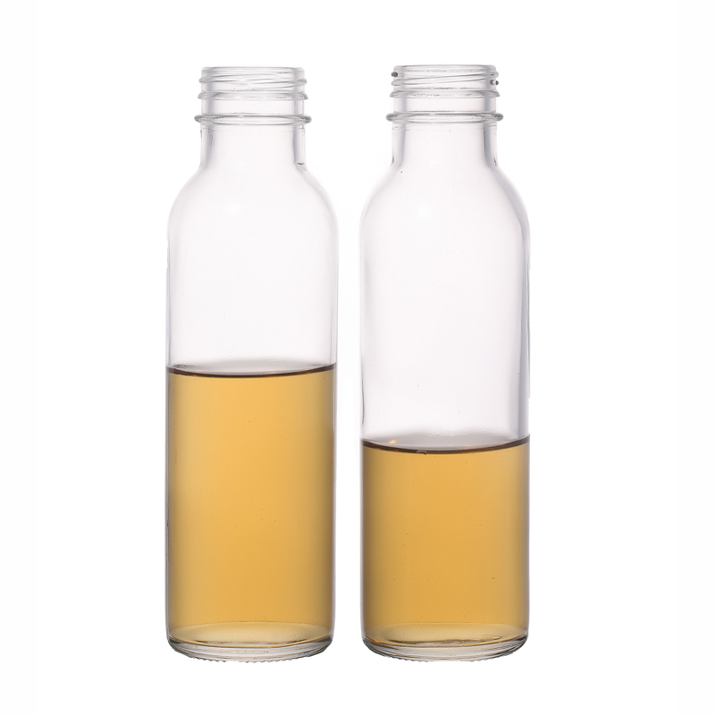 Recycled Cylinder Glass Juice Bottle 350ml Beverage Drinking Packaging