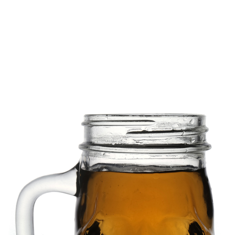 300ml Skull Shape Glass Beer Beverage Cups with Screw Lid