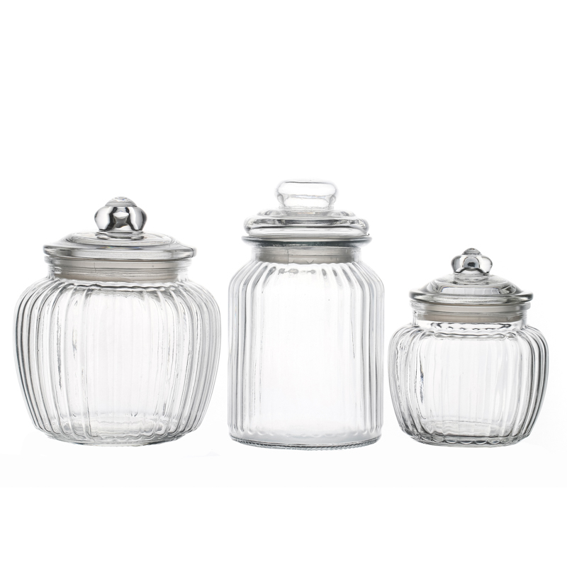 High Quatity 550ml Round Pumpkin Glass Food Storage Pickles Jars with Lids
