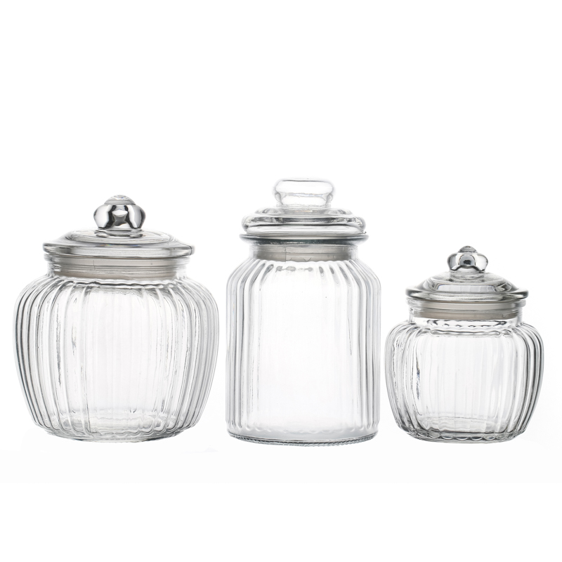 High Quatity 550ml Round Pumpkin Glass Food Storage Pickles Jars with Lids