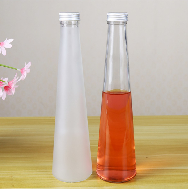 300ml Beverage Glass Bottles Drinking Juice Milk Bottle with Lids