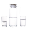 220ml Glass Water Cups Set with 1100ml Clear Water Bottle For Family