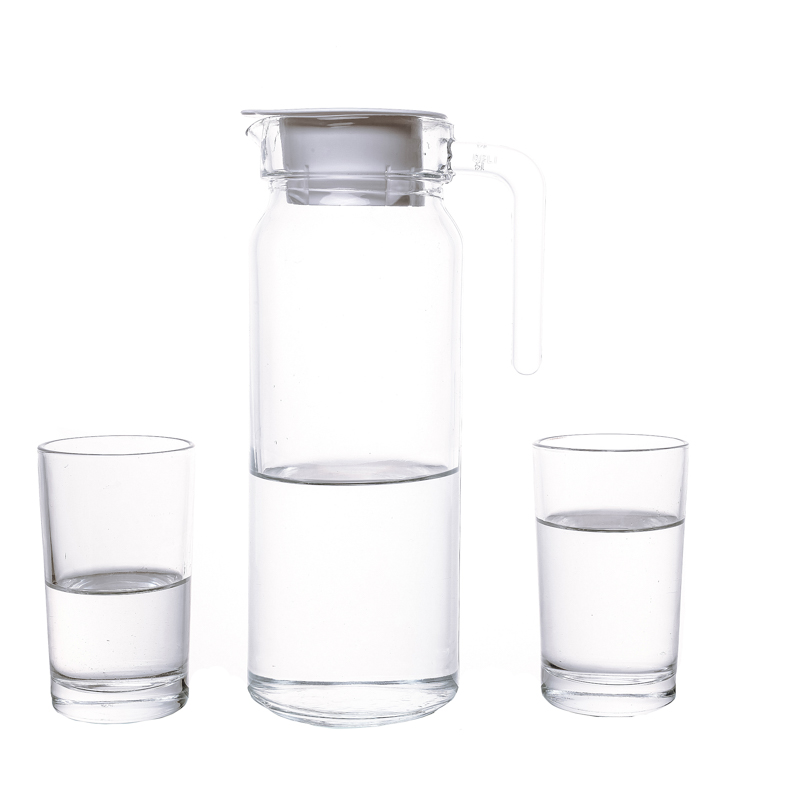 220ml Glass Water Cups Set with 1100ml Clear Water Bottle For Family