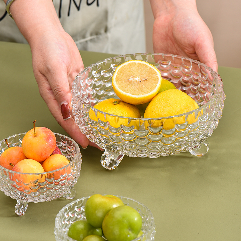 Fancy Crystal Glass Fruits and Candies Round Tray Christmas Gifts