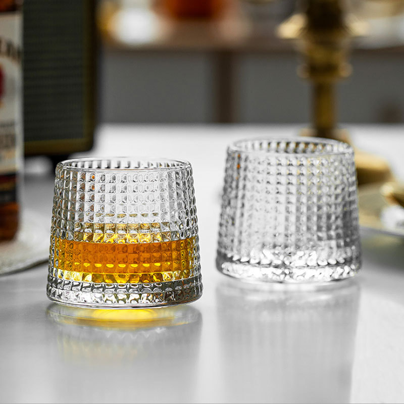Drinking Glassware 5oz Whiskey Glasses Rotating Cup Lead-free Crystal Glass