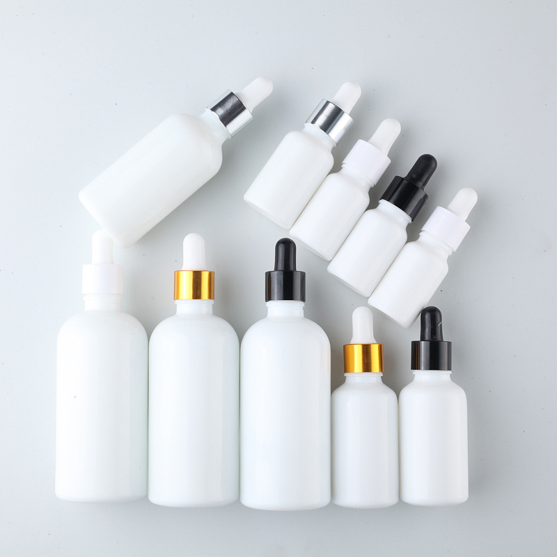 White Color Custom Printing Glass Dropper Bottles For Cosmetic 