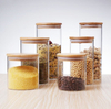 High Borosilicate Clear Glass Food Storage Jars with Sealing Bamboo Lids