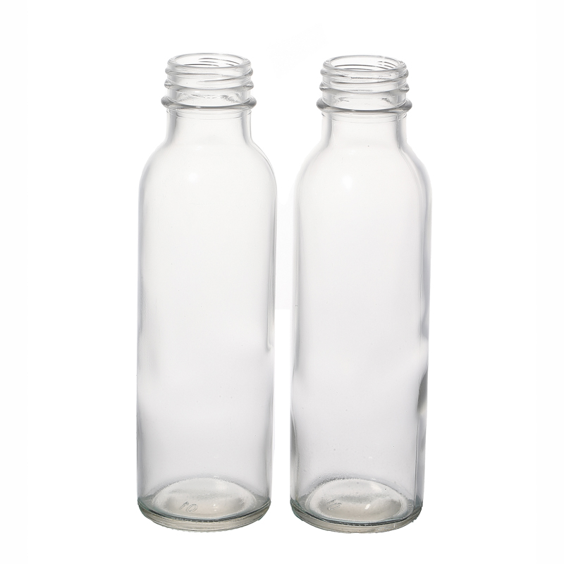 Recycled Cylinder Glass Juice Bottle 350ml Beverage Drinking Packaging