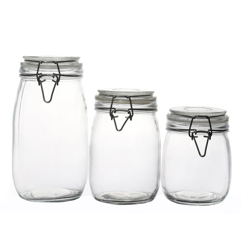 Clamp Empty Glass Food Packaging Jars Kitchenware Glass Container