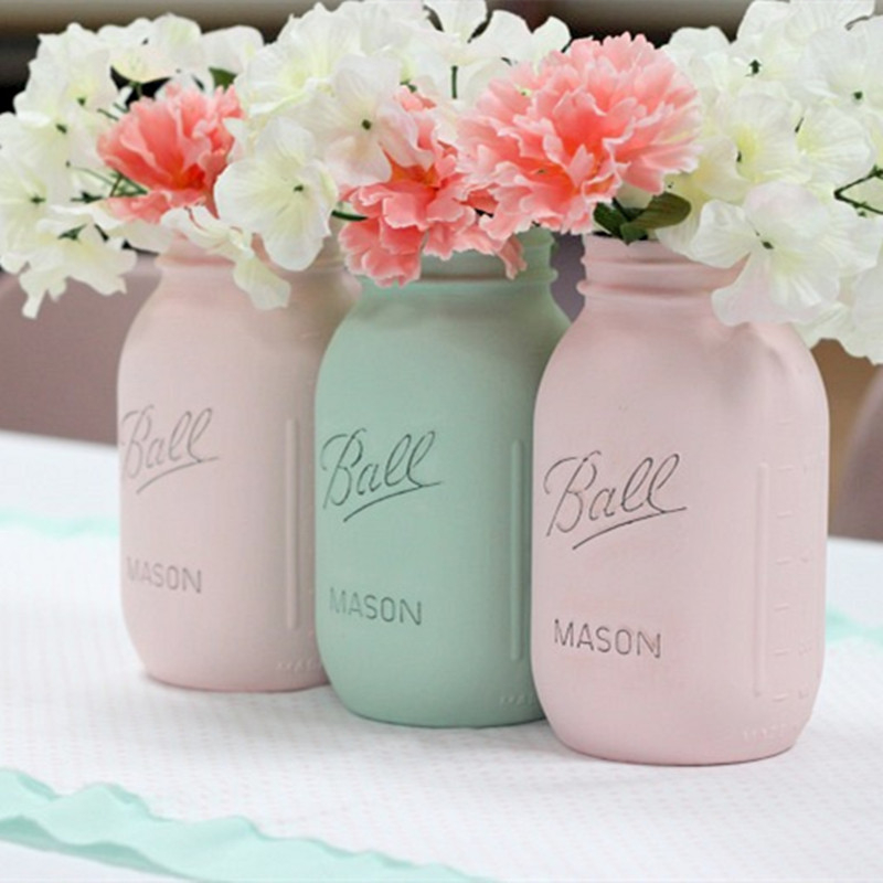 Home Decoration Colorful Mason Jars For Flower