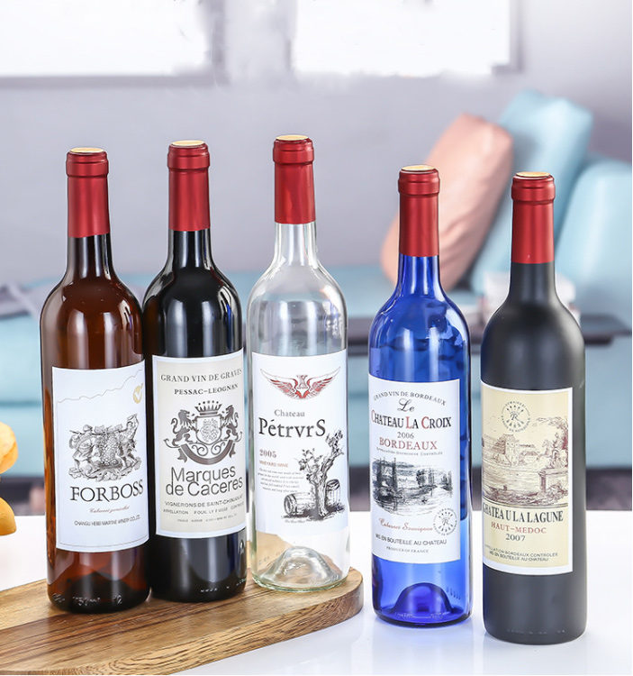 750ml Glass Bordeaux Glass Wine Bottles with Cork Lids