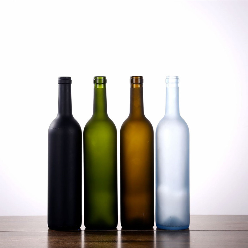 500ml 750ml Blue Clear Frosted Bordeaux Glass Wine Bottles 