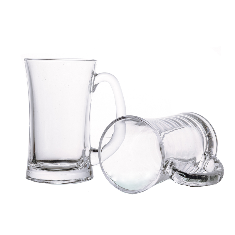 Hot Sale 380ml Nordic Flint Glass Cups with Handle For Beer Beverage