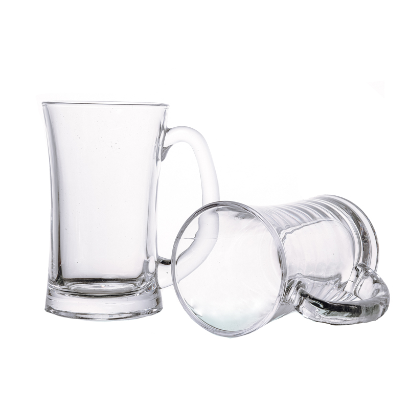 Hot Sale 380ml Nordic Flint Glass Cups with Handle For Beer Beverage