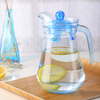 Clear Blue Glass Water Pitcher Drinking Kettles 1300ml Home Kitchen Use