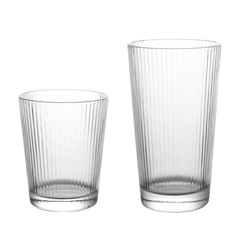 Clear Water Glass with Vertical Stripes Daily Use Coffee Mugs For Party