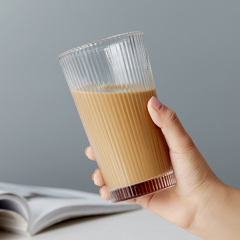 Clear Water Glass with Vertical Stripes Daily Use Coffee Mugs For Party
