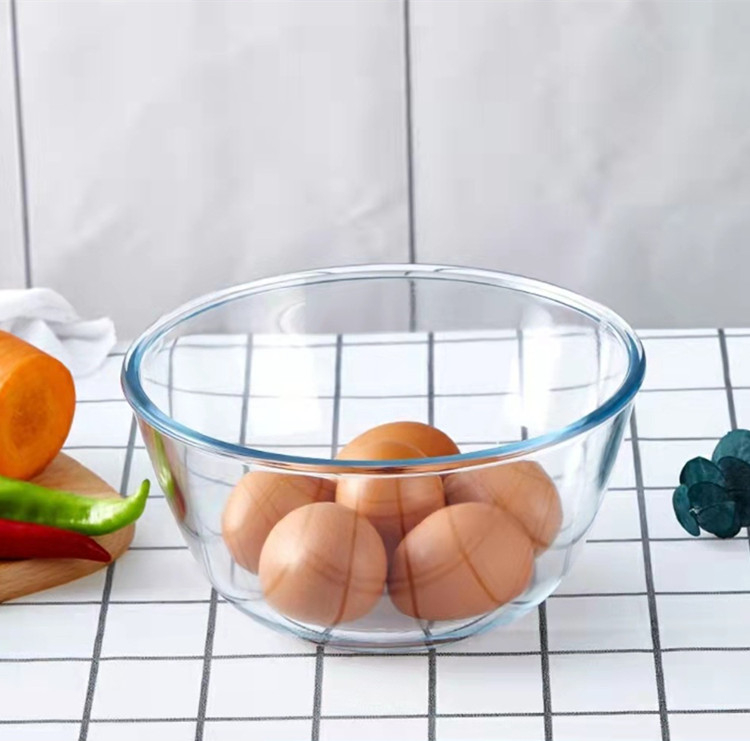 Clear Glass Round Bowl For Salad Fruit Vegetables