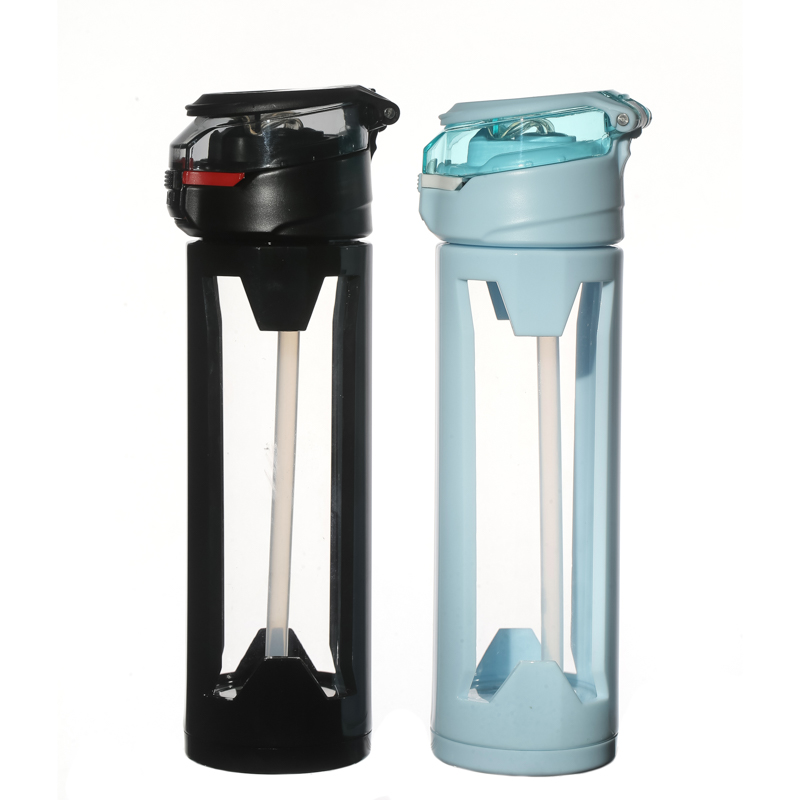 High Borosilicate 450ml Drinking Bottles with Reusable Straws