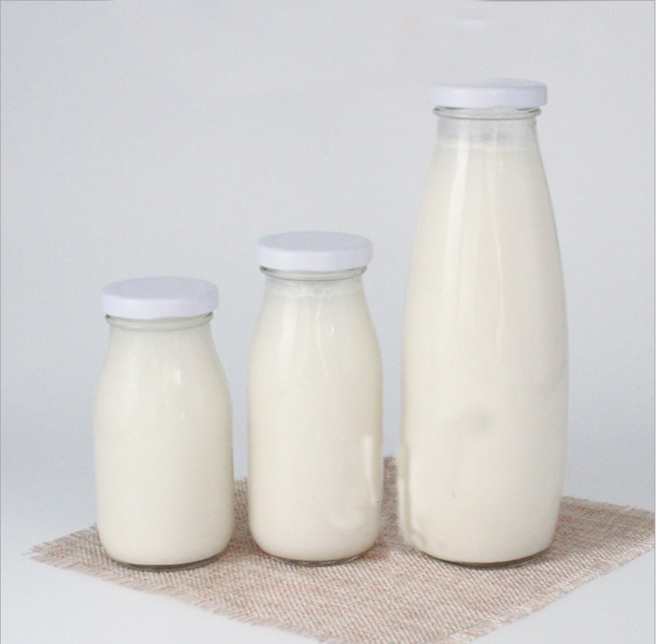 500ml Round Glass Milk Bottles Beverage Milk Packaging