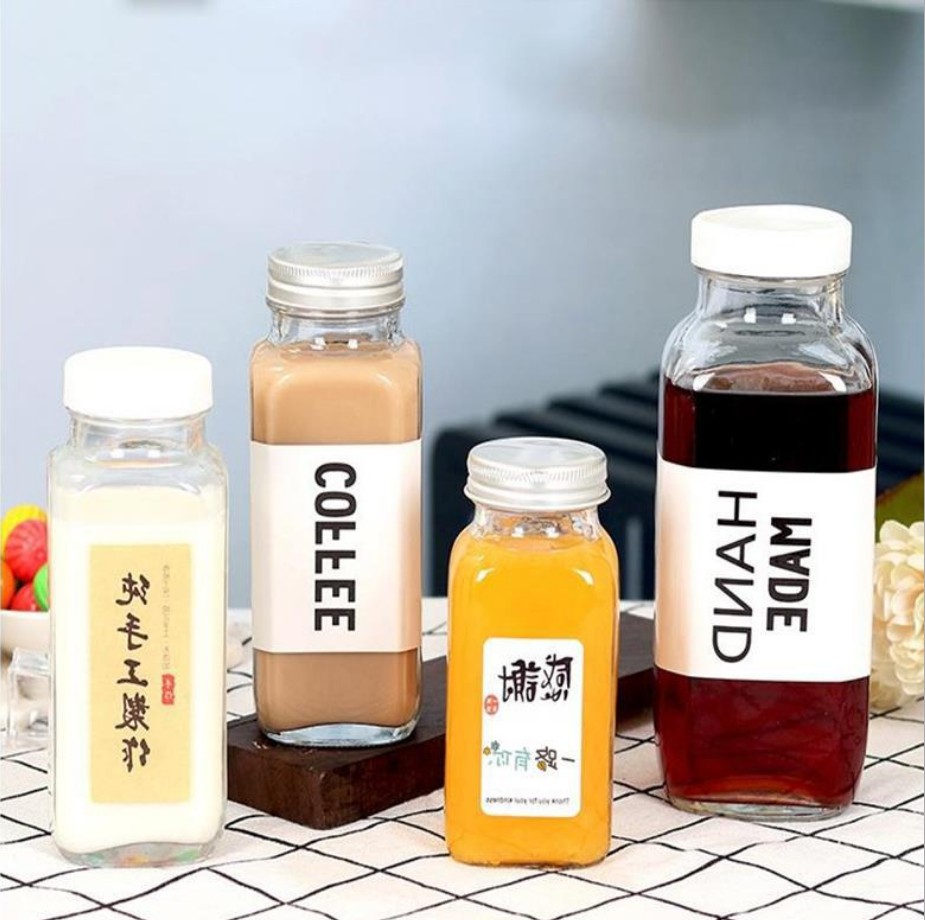 250ml Square Design Beverage Bottle Glass Wholesale in China