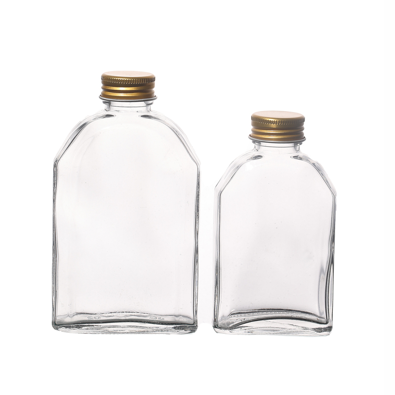 200ml 250ml Flat Shape Takeaway Portable Glass Drinking Bottles